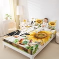 thumbnail image 4 of Homewish Kawaii Milk Cow Twin Sheet Sets for Child, Orange Rustic Sunflower Twin Fitted Sheet, Western Lake House Flat Sheet, Super Cozy Room Decor, 3pcs, 4 of 7