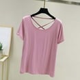 thumbnail image 2 of Women's Short/Long Sleeve V Neck Criss Cross T-Shirt Tops, 2 of 9
