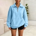thumbnail image 2 of vdgthytj Sweatshirts for Women Long Sleeve Lapel Collar Quarter Zip Oversized Drop Shoulder Fashion Fall Athleisure Pullover Tops with Pocket(XX-Large,Sky Blue), 2 of 8