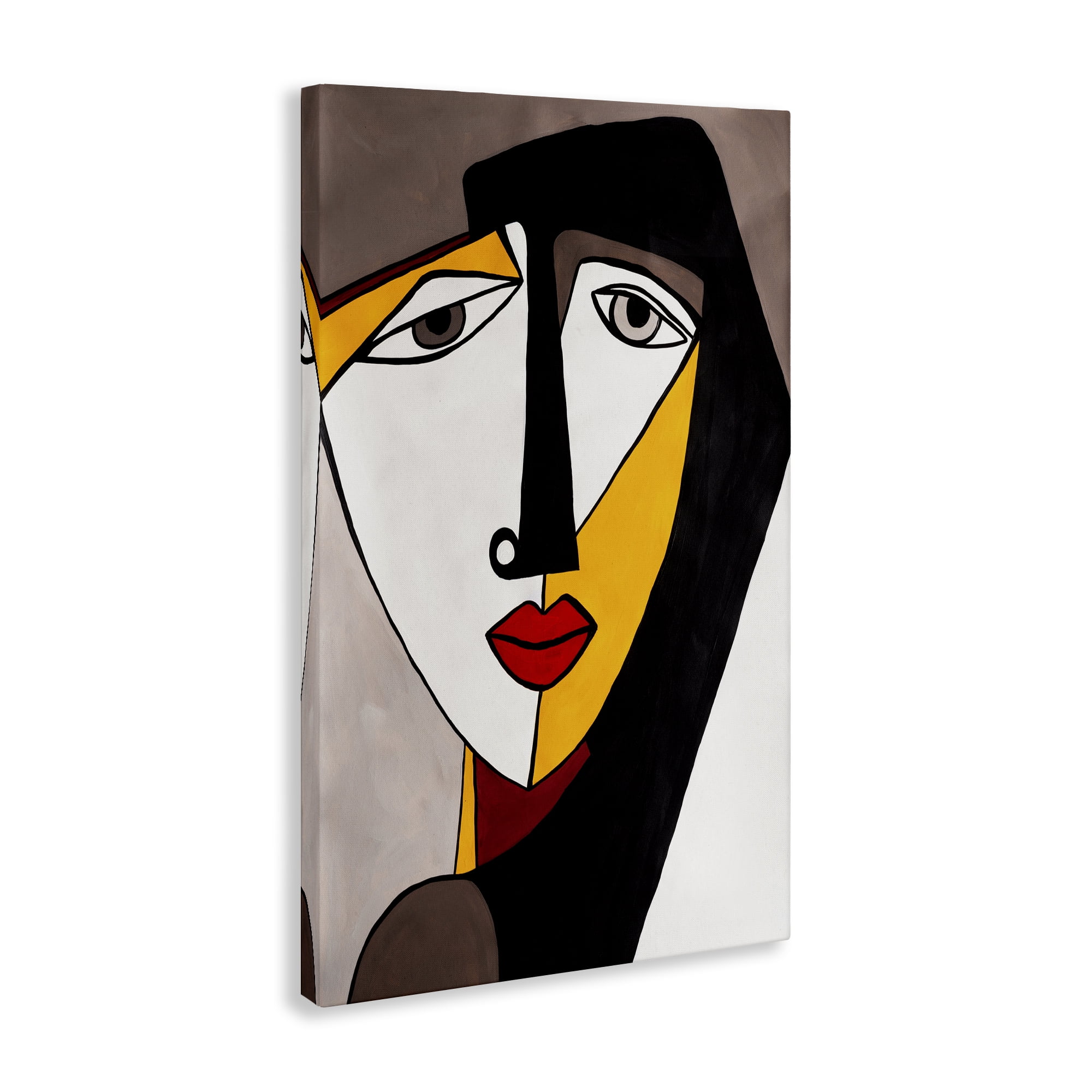 Stupell Industries Cubist Bold Face Abstract Painting Wrapped Canvas Art Print Wall Art, 16 x 24