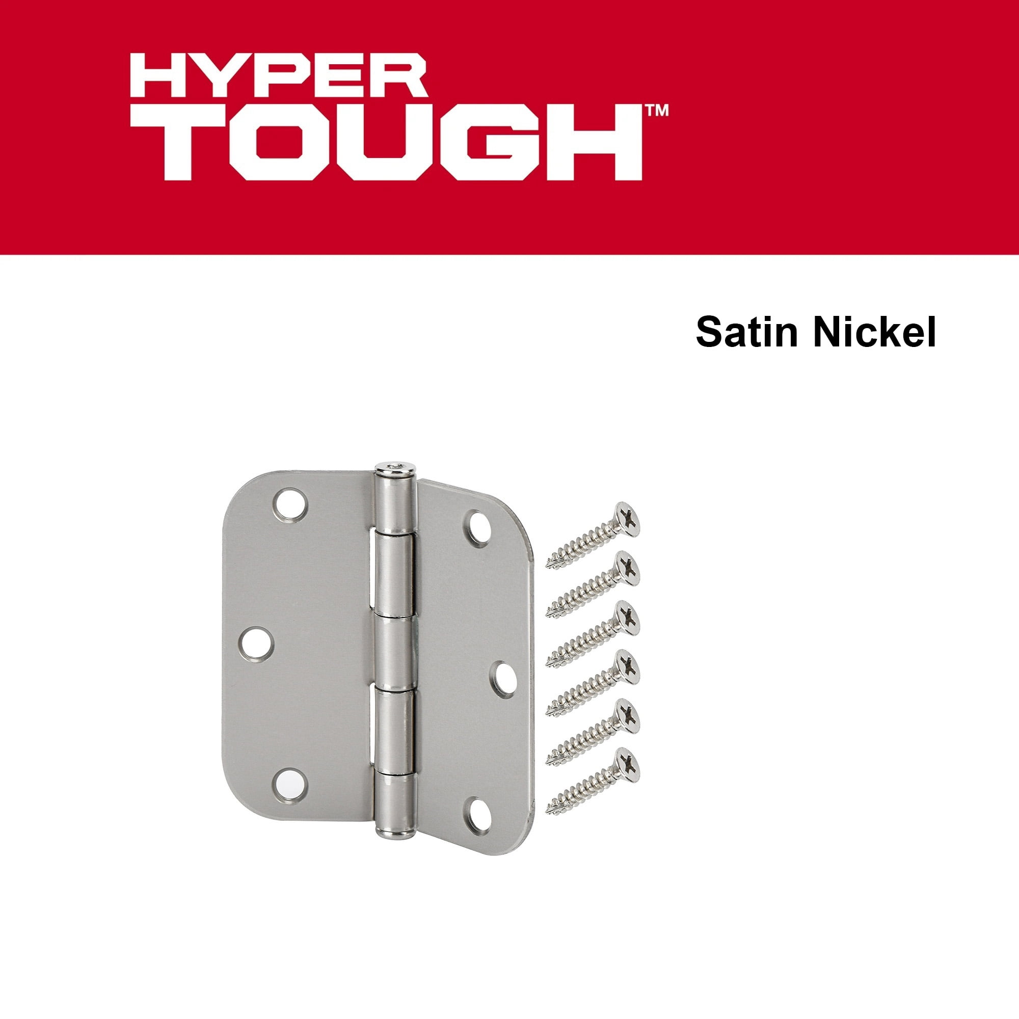 (2 pack) Hyper Tough 3-1/2 in. x 5/8 in. Satin Nickel Squeak-Free Door Hinge, 1 Piece