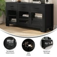 thumbnail image 3 of Emma + Oliver 59" Engineered Wood Buffet Sideboard Storage Cabinet for Kitchen/Dining Room with 3 Drawers and 3 Tempered Glass Doors in Black, 3 of 11
