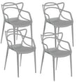 thumbnail image 3 of Mid-Century Modern Style Stackable Plastic Molded Arm Chair with Entangled Open Back, 3 of 7