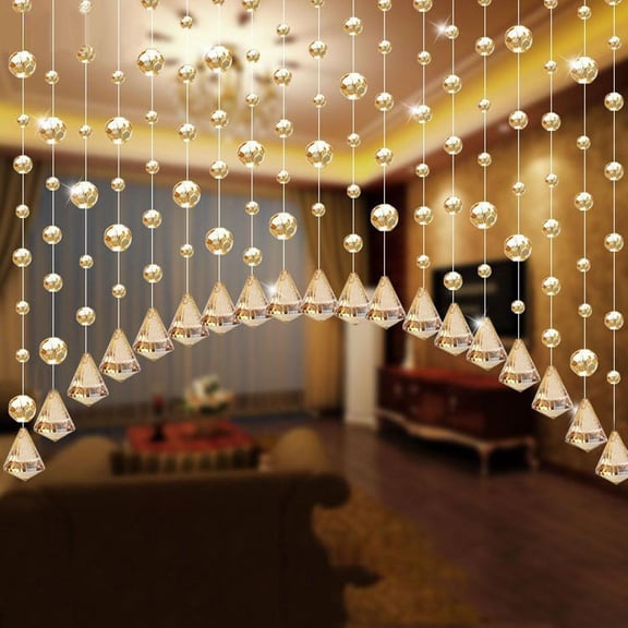 Clear Crystal Bead Curtain for Doorway with Sparkling Glass Ball Accents, Lightweight Room Divider Panel for Living Room Closet Window, Elegant Home Decor Gift with 1 Meter Single