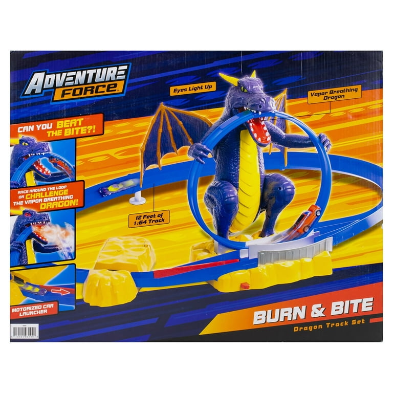 Adventure Force Burn and Bite Dragon Race Track, Includes 2 Vehicles and  Track, Children Ages 3+
