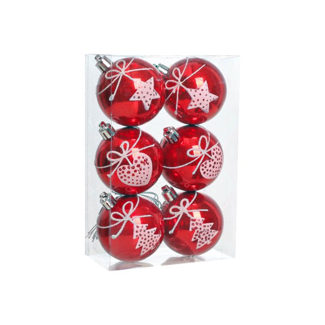Fiudx Ofertas y liquidaciones 6 bolas navideñas de 6 cm, bolas de gelatina, corazones en forma de estrella, bolas pintadas, colgantes para árbol de Navidad, juego de bolas colgantes, decoraciones nav