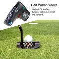 thumbnail image 1 of Cubierta de cabeza de golf Funda de cabeza de golf de cuero PU Piezas de repuesto de golf de dibujos animados en forma de L (perro negro), 1 of 3