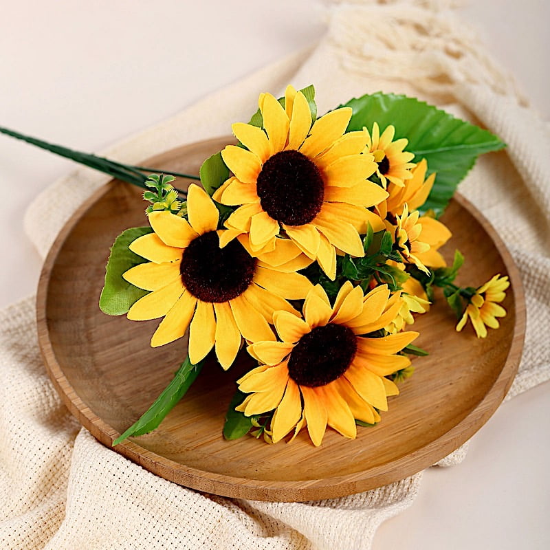 BalsaCircle 2 Yellow 13' Artificial Faux Silk Sunflower Bouquets Wedding Party Decorations