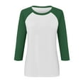 thumbnail image 4 of RPVATI Women's 3/4 Sleeve Tops Raglan Contrast Crewneck Summer Shirts Three Quarter Length Color Block Loose Fit Casual Blouses Fashion T-Shirts Green XL, 4 of 7