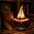 thumbnail image 3 of Luckky Stained Glass Witch Hat Lamp,Gothic Style Witchy Decor Lamp,Indoor Holiday Ornament,Cute Spooky Lighting for Table,Shelf,Mantel & Home Party Decoration, 3 of 7