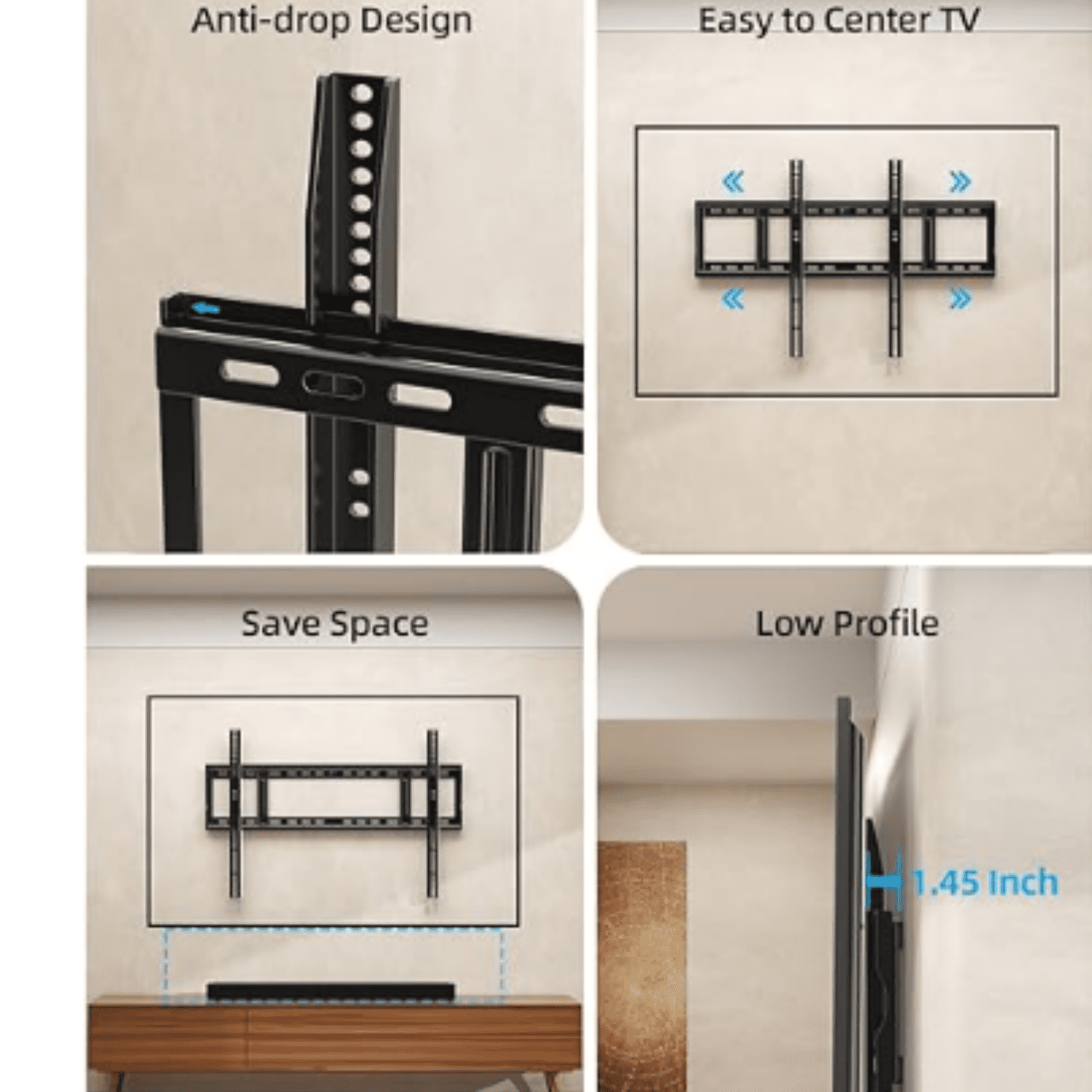 Heavy Duty TV Wall Mount for 48-150 inch Large TVs up to 330 LBS & 900x600mm Vesa, Fixed Low-Profile Slim TV Mount Wall Bracket Fit 16" 24" 32" Wood Studs