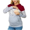 thumbnail image 2 of Odeerbi Womens Maternity Tops 2025 Long Sleeve Breastfeeding Shirt Pregnancy Clothes Ladies Hooded Sweater Wear Maternity Clothes Red L, 2 of 5