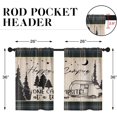 thumbnail image 2 of Camping Motivational Plaid Kitchen Curtains, Brown Herringbone Autumn Short Window Curtains Set of 2, Window Treatment Tier Curtains for Kitchen Over Sink Dining Room Decor (26x36 Inch), 2 of 6