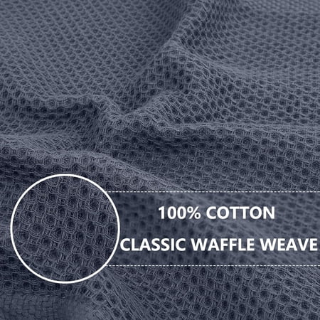 YILOSF-100% Cotton Waffle Weave Kitchen Towels 3-Pack Ultra Soft Absorbent Dish Towels Quick Drying Cleaning Towels 13 x 28 Inches Dark Grey