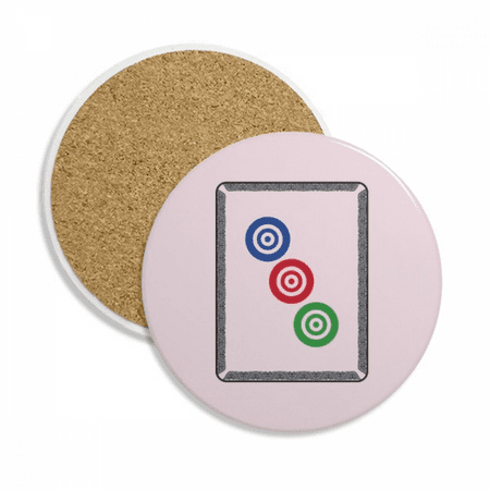 

Mahjong Circle Dots 3 Tile Pattern Coaster Cup Mug Tabletop Protection Absorbent Stone