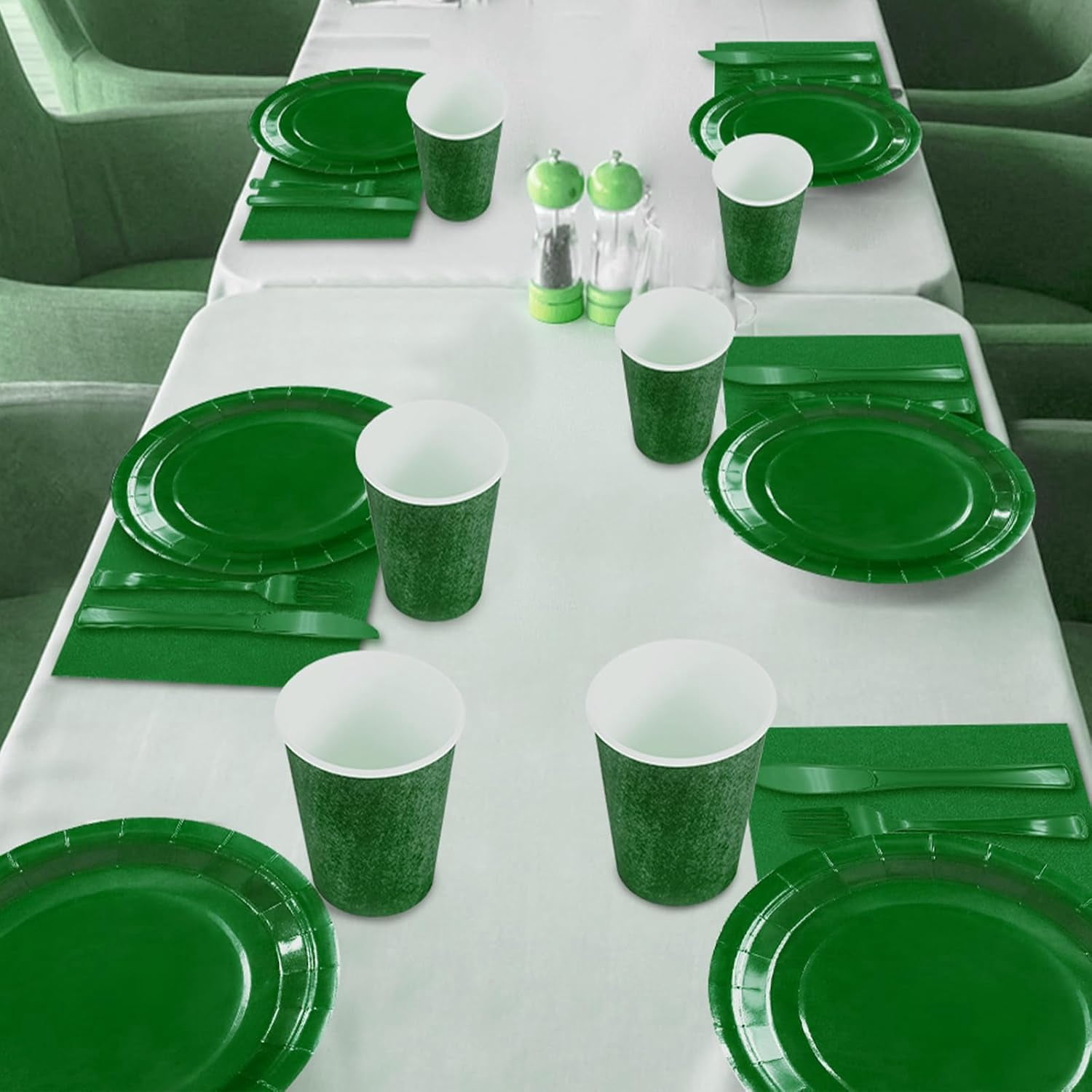 Green Paper Plates Party Supplies,Green Plate Disposable Dinnerware Sets,168pcs Plates and Napkins Party Supplies for St. Patrick's Mardi Gras Birthday Decorations Serve 24