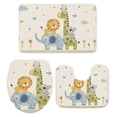 Cute Animal Bathroom Rugs Set Elephant Giraffe Lion Owl Cartoon Non ...