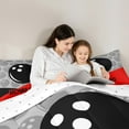 thumbnail image 5 of Feelyou Bowling Print Child Queen Comforter Set, Modern Sports Lover Bedding Sets, Grey Red Cartoon Theme Reversible Bedding Comforter Set, Super Cozy Room Decor, 3-Piece, 5 of 8