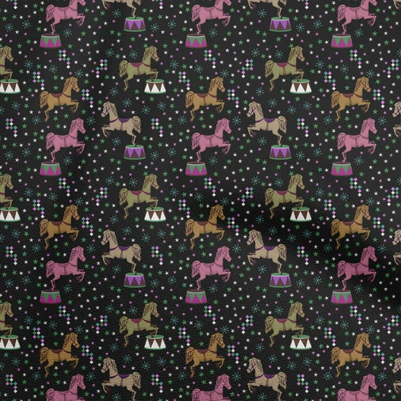 oneOone Cotton Poplin Black Fabric Circus Quilting Supplies Print Sewing Fabric By The Yard 42 Inch Wide-aA