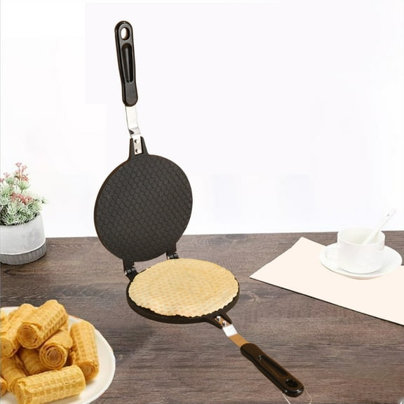 Elainilye Non-Stick Egg Roll Maker, Aluminum Alloy Waffle Cone Ice Cream Cone Maker, Crispy Omelette Pancake Pan, Easy Kitchen Baking Cooking Tools with Heat-insulation Handle