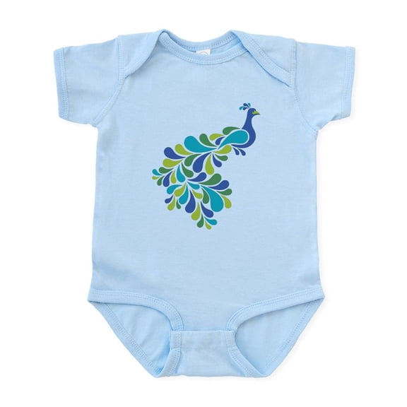 CafePress - Retro Peacock Body Suit - Baby Light Bodysuit, Size Newborn - 24 Months
