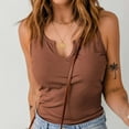 thumbnail image 6 of Youmylove Summer Women's Tops Elegant Solid Color Sleeveless V Neck Knit Ribbed Top Casual Summer Tank Blouse Fashion Boho Shirt, 6 of 7