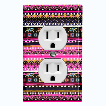 Metal Light Switch Plate Cover Ethnic Aztec Tribal Art Pattern Pink SFR048