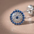 thumbnail image 2 of SilverCloseOut Sterling Silver Blue and White Cz Evil Eye Stud Earrings, 2 of 5