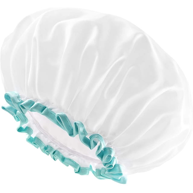 Gorro de ducha blanco, gorro de pelo lavable contra moho para mujer Rojo Verde