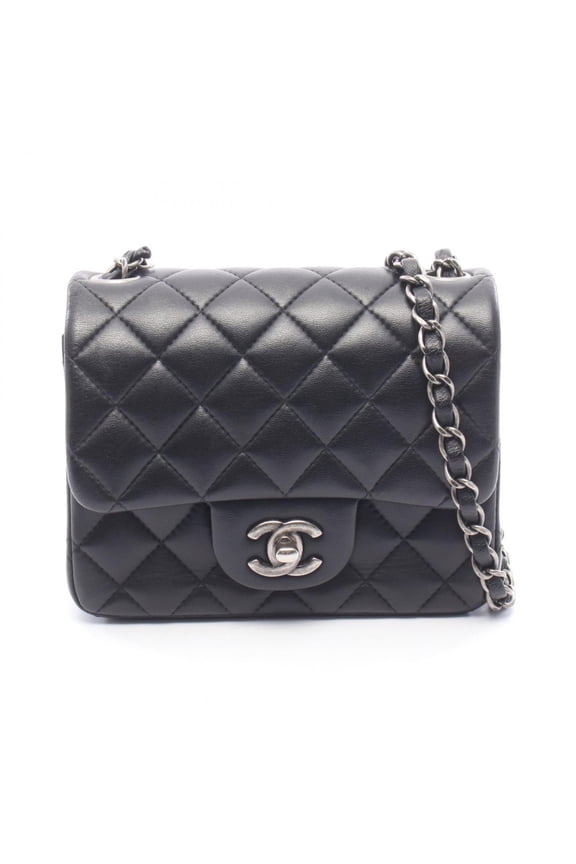 Pre-Owned Chanel Mini Matelass Shoulder Bag/Handbag, Lambskin Leather, Women's, Black