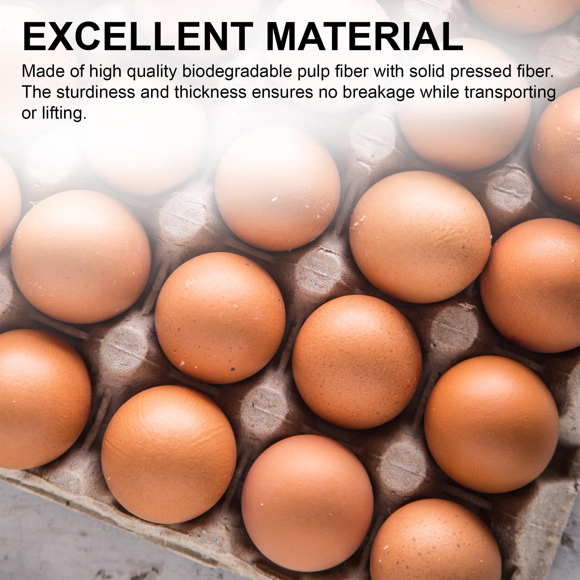 Pulp Fiber Egg Carton 30 Eggs, Large Egg Crate for Chicken Farm, Biodegradable Reble Egg Trays, Secure Storage for Duck Eggs, Made in , Gray
