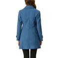 thumbnail image 3 of Unique Bargains Women's Peter Pan Collar Single Breasted Button Front Outwear Coats L Marine Blue, 3 of 5