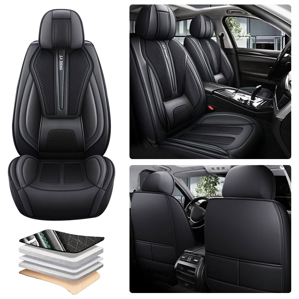 Tuqiang Car Seat Covers Universal Custom Fit Car Seat Covers Full Set for Waterproof Front&Rear Seat Cushion Black