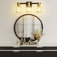 thumbnail image 5 of Vanity Lights Black Gold Bathroom Light Fixtures Over Mirror, 3 Light Vanity Lighting Fixtures, Mid Century Modern Wall Sconce with Clear Glass Shades for Farmhouse Bedroom, 5 of 7