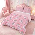 thumbnail image 3 of Manfei Cartoon Unicorn King Size Comforter Sets 3pcs,Cute Stars Rainbow Comforters King Size,1 Comforter and 2 Pillowcases,Reversible, 3 of 6