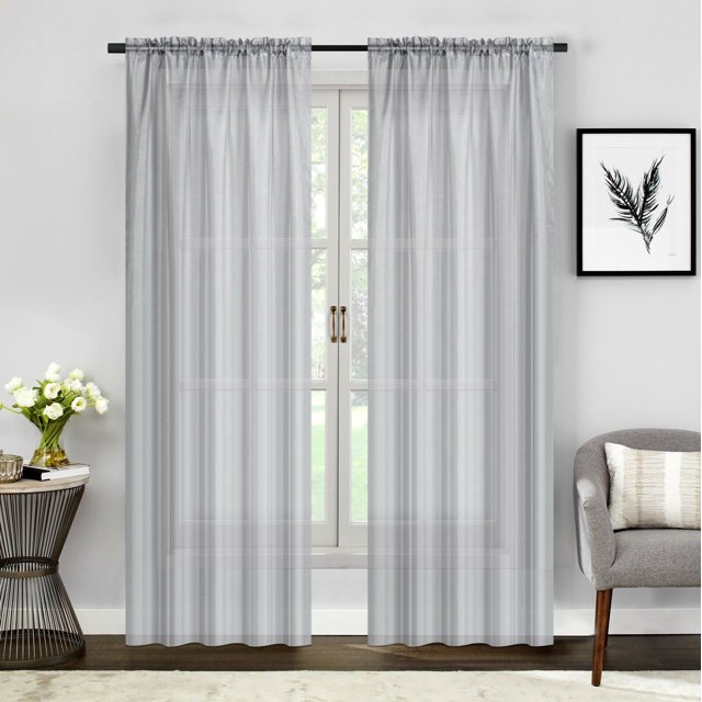Empire 2 Pièces Voilage Voilage Rideaux Ensemble 84" Longue Tige Poche