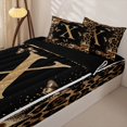 thumbnail image 3 of Catabedysis Brown Bows Monogram X Zipper Twin Comforter Sets with Fitted Sheet and 2 Pillowcases,Classic Fashion Leopard Print Zipper Bedding Set For Girls,Black Reversible,4 Pieces, 3 of 7