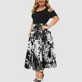 thumbnail image 4 of outfmvch black dresses for women plus size casual round neck strapless hollow short sleeve printing dress womens dresses fall dresses, 4 of 8