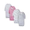 Gerber Baby Girls Lap Shoulder Gowns with Mitten Cuffs, 4-Pack