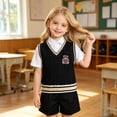 thumbnail image 6 of AJGRHE Boys Sweater Vest Kids Uniform Vest V-Neck Sleeveless Knit Pullover for Boy Girls Toddler Blue4 5-6 Years, 6 of 6
