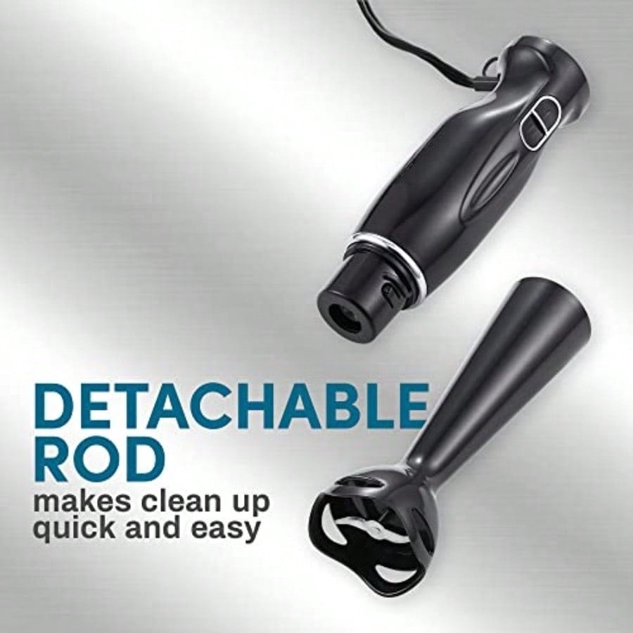 Immersion Hand Blender 300 Watts 2 Speed Mixing with Detachable Blades Detachable Wand Stick Mixer Smoothies Baby Food Soup Charcoal Black