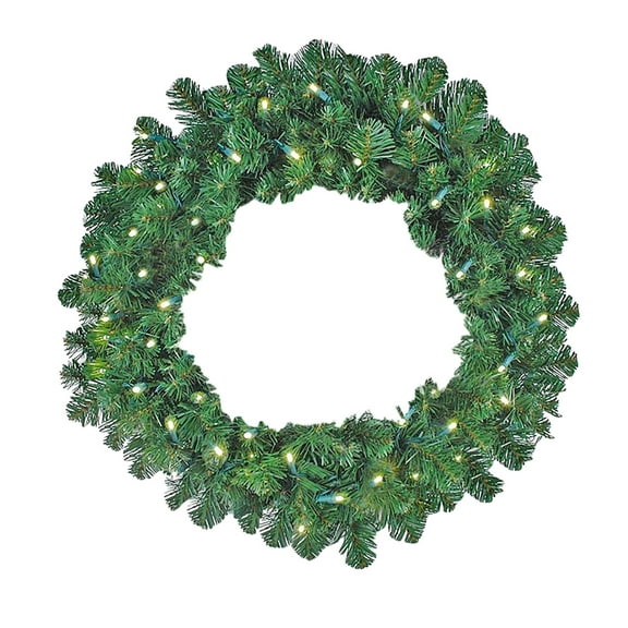 Novelty Lights 24″ Lighted Colorado Pine Wreath, Lush Pre-Lit Holiday Decor with 50 Warm White LEDs and 144 Flame-Retardant PVC Tips
