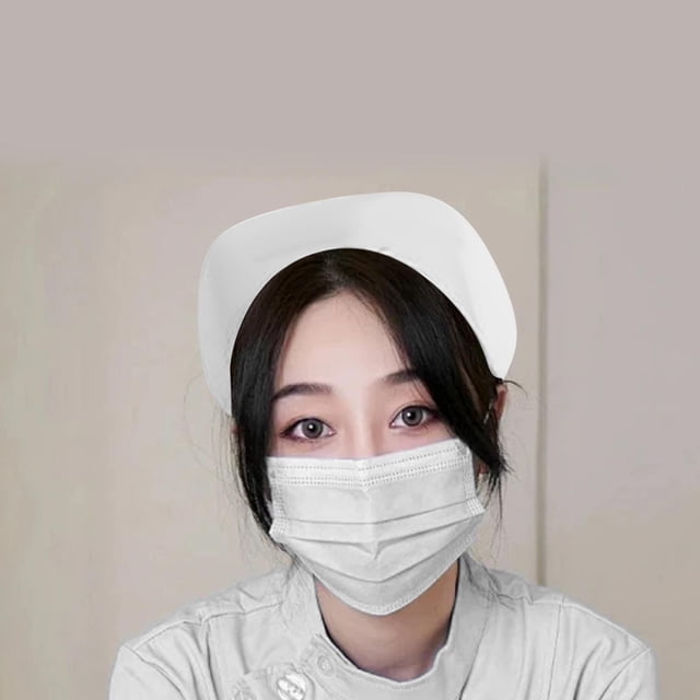 Gorro de enfermera cómodo para mujer, ideal para cosplay, fiestas de enfermería, accesorios de disfraz versátiles. Blanco