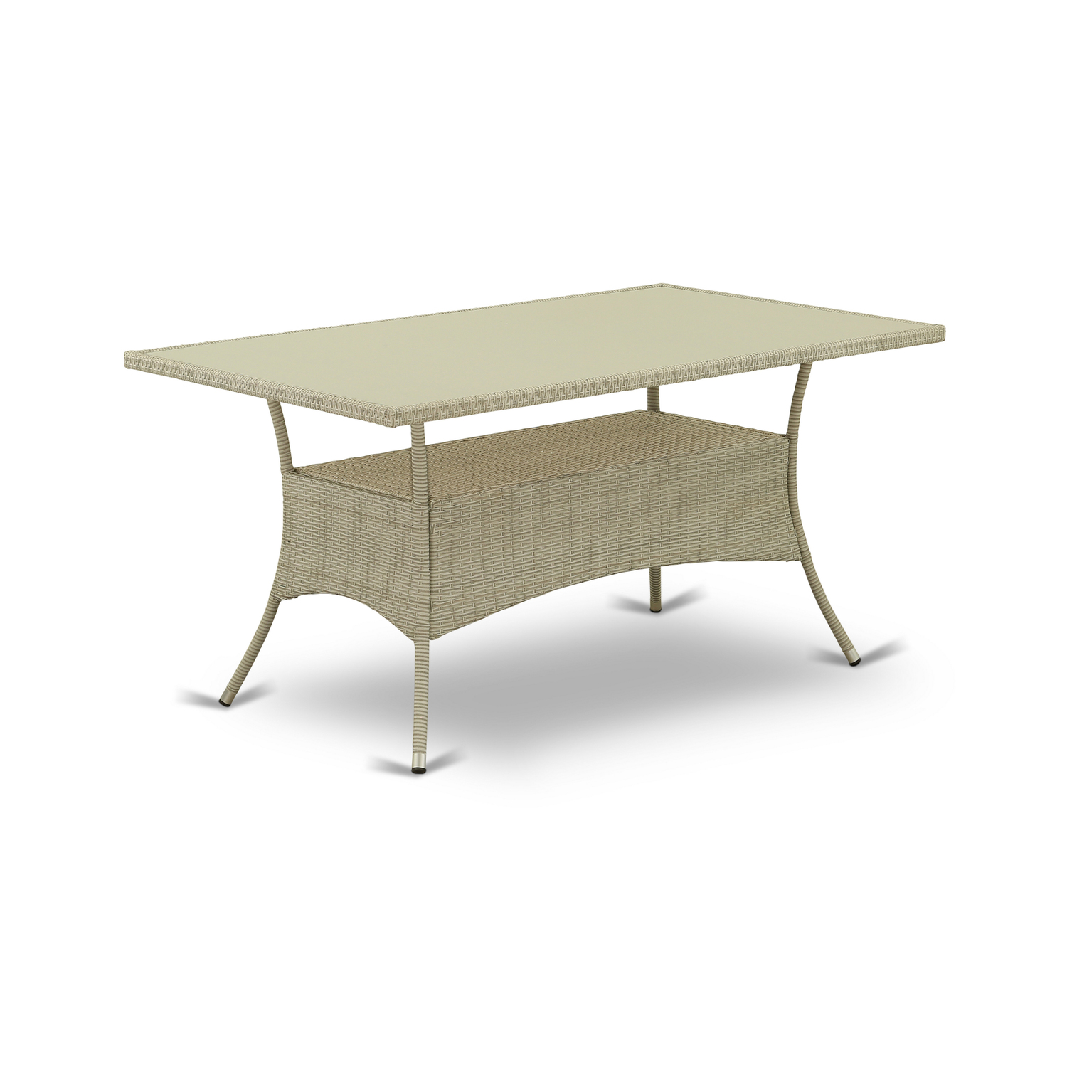 East West Furniture Oslo Metal and PE Wicker Patio Dining Table in Natural - image 3 of 3