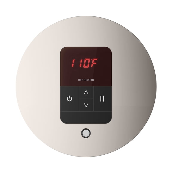 Mr Steam iTempo Round Steam Shower Control and Steamhead in Polished Nickel
