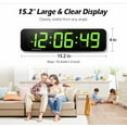 thumbnail image 2 of 15.2" Large Digital Wall Clock, Customizable RGB Color, App and Remote Control, 6-Digit LED Clock with Seconds, Alarm, Countdown, Stopwatch, Timer Clock for Home Gym Living Room Office Garage Decor, 2 of 6