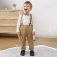 thumbnail image 2 of Toddler Boy Clothes Button down Shirt + Suspender Pants + Bowtie 3 Pieces Gentleman Outfit Set Baptism Dress for Boys 18-24 Months, 2 of 7