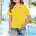thumbnail image 2 of Girls Short Sleeve Polo Shirts Kids School Uniform Polo Shirt Yellow 130, 2 of 5