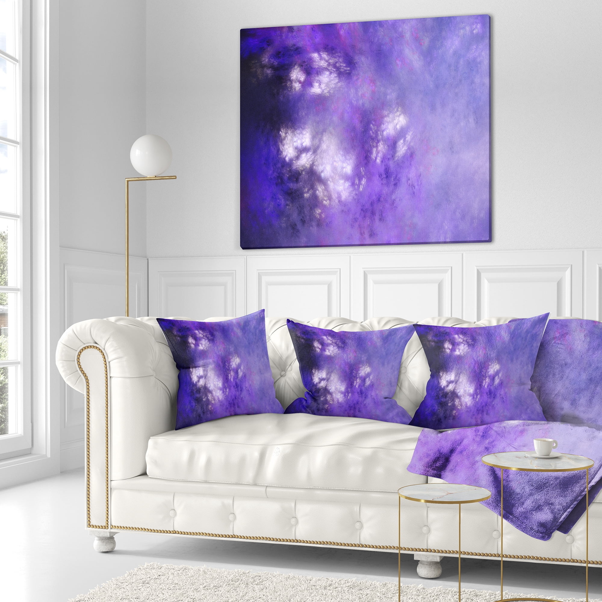 Designart Blur Purple Sky with Stars - Abstract Throw Pillow - 18x18