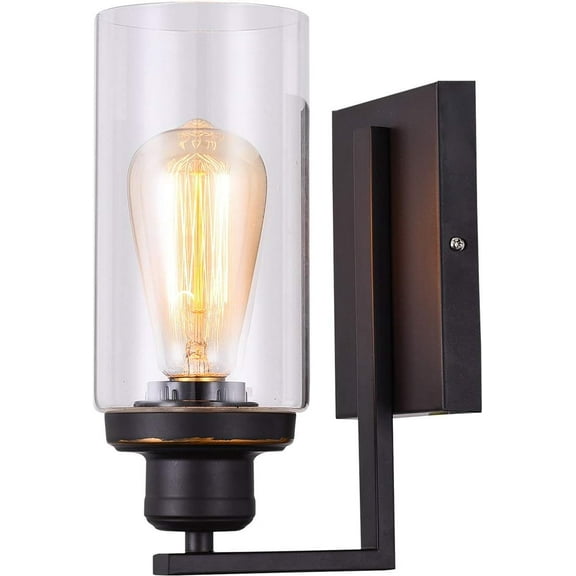 Vintage Wall Light Plug in, Industrial Rustic Wall Lamp with Clear Glass Shade, E26/ E27 Metal Wall Sconce for Living room Bedroom Hallway Cafe Kitchen,b